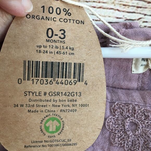 NEW WITH TAGS RABBIT +‎ BEAR BY EMILY & OLIVER ORGANIC COTTON ROMPER WITH BONNET - Picture 4 of 8